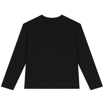 Girls Black Logo Long Sleeve Top