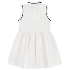 Girls White Cotton Broderie Polo Dress, 2, hi-res