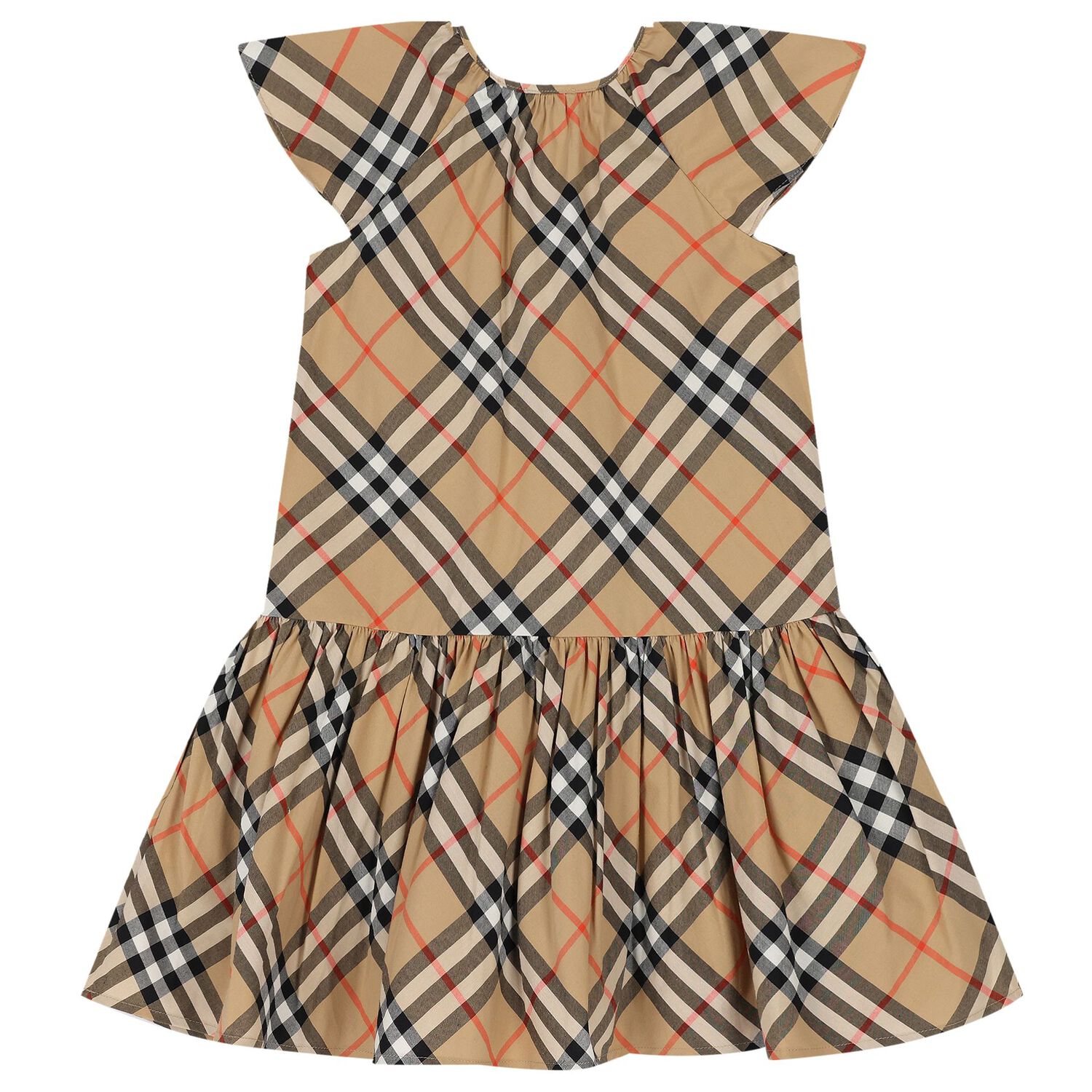 Girls Beige Check Dress, 1, hi-res image number null