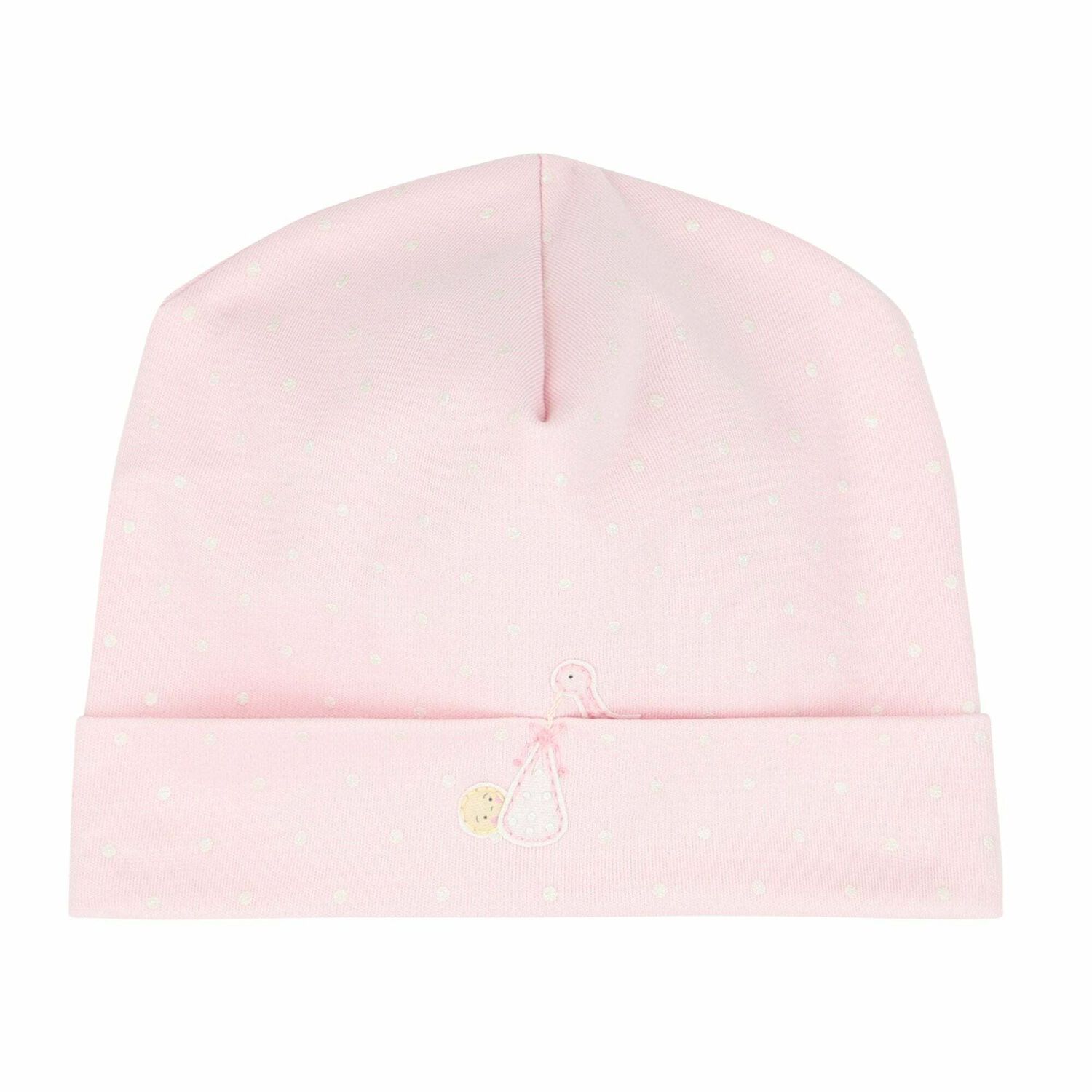 Baby Girls Pink Polka Dot Hat, 1, hi-res