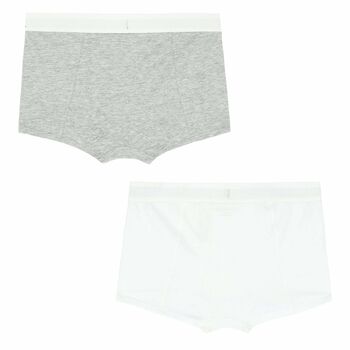 Boys White & Grey Boxer Shorts ( 2-Pack )