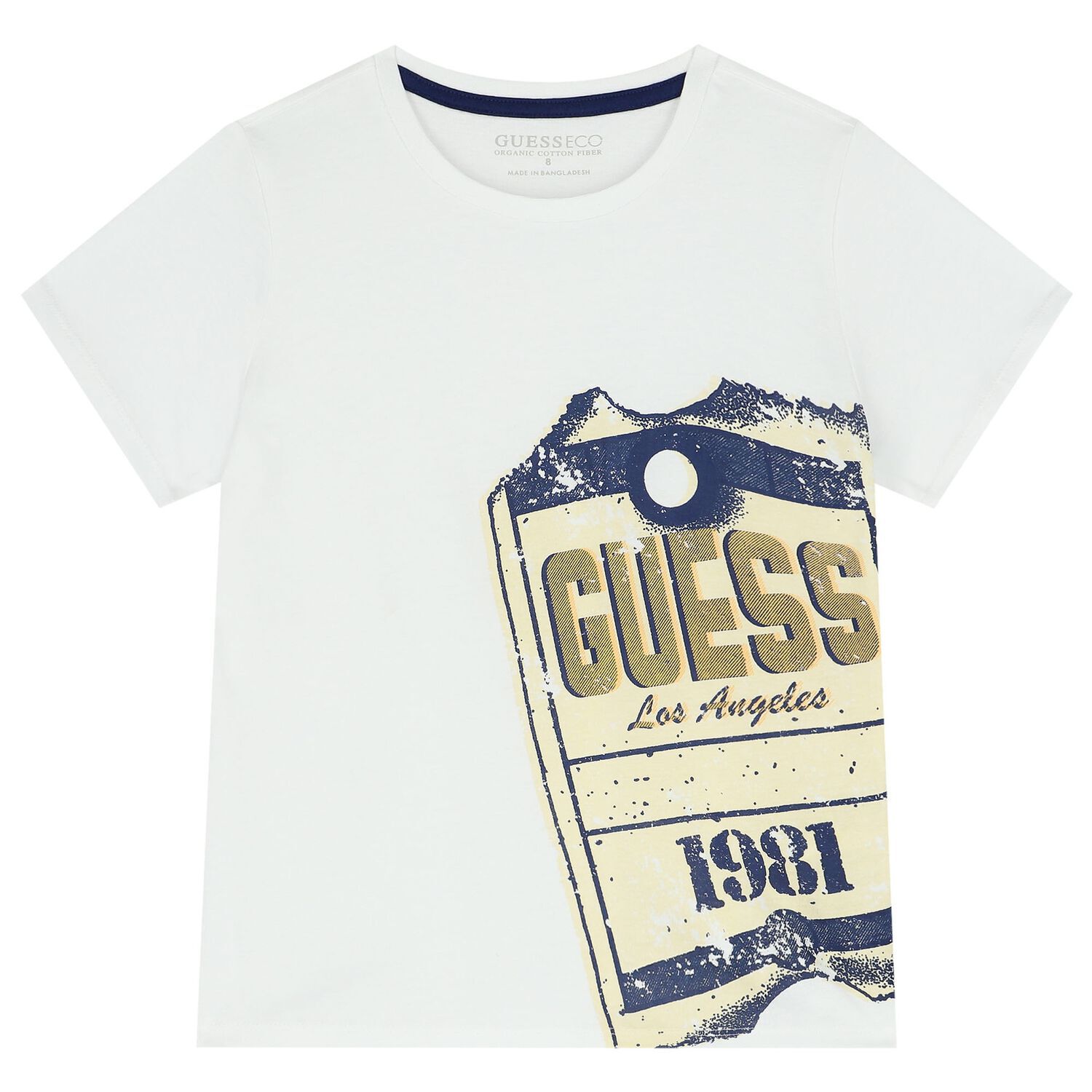 تيشيرت أولاد بالشعار باللون الأبيض, 1, hi-res