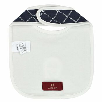 Baby Boys Navy & White Logo Bib