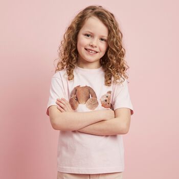 Girls Pink Teddy Bear Logo T-Shirt