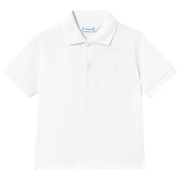 Younger Boys White Logo Polo Shirt