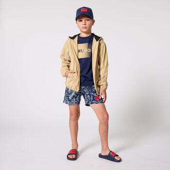 Boys Navy Blue Logo Swim Shorts