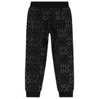Boys Black Logo Joggers, 1, hi-res