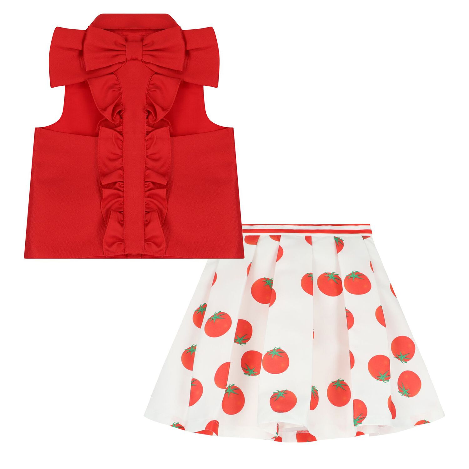 Girls Red & White Skirt Set, 1, hi-res image number null