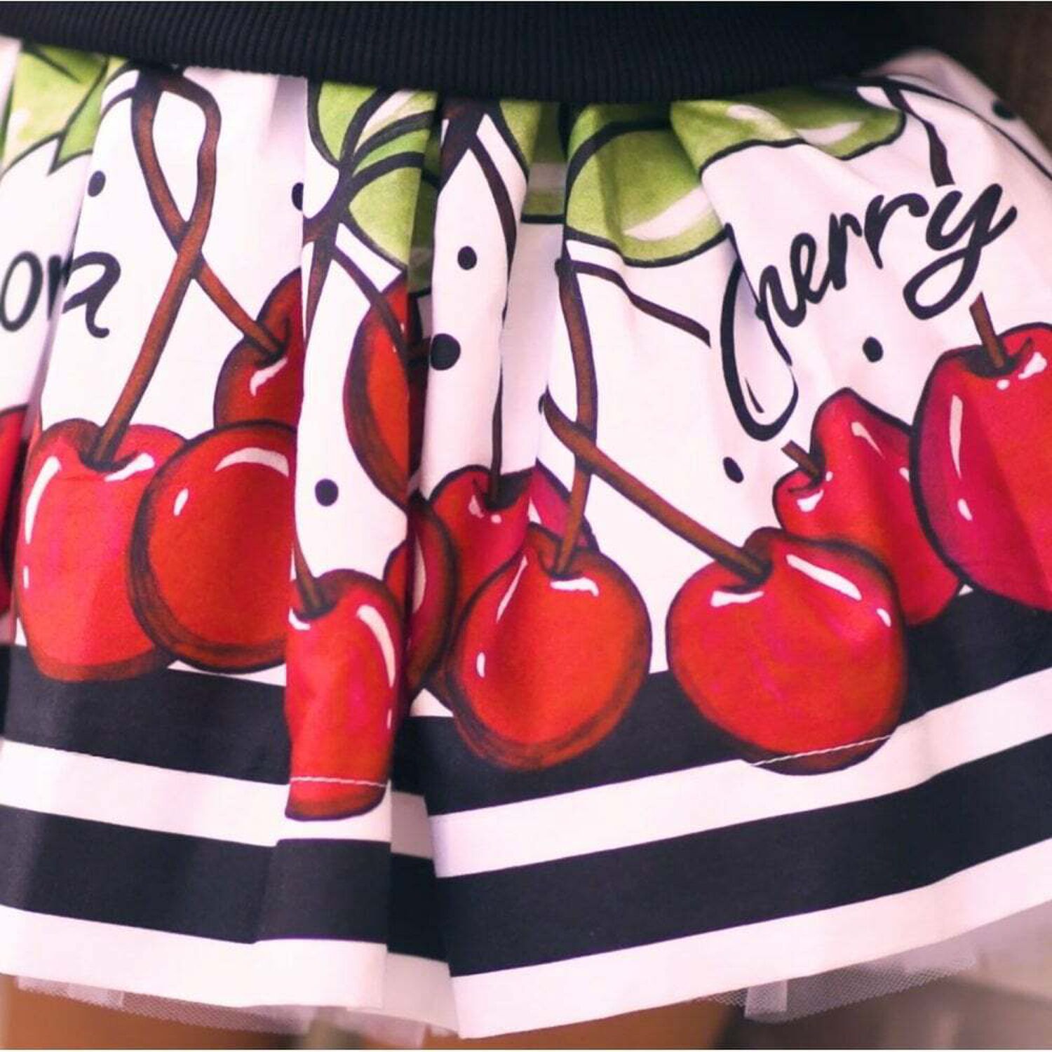 Girls White & Red Cherry Print Skirt, 1, hi-res image number null