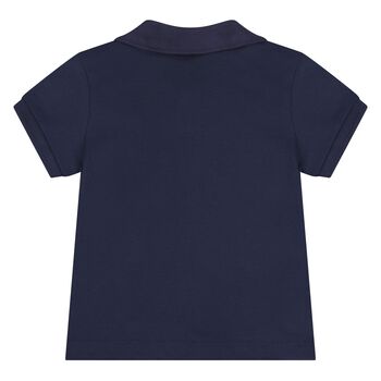 Younger Boys Navy Blue Teddy Bear Logo Polo Shirt