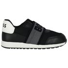 Boys Black Logo Trainers, 1, hi-res