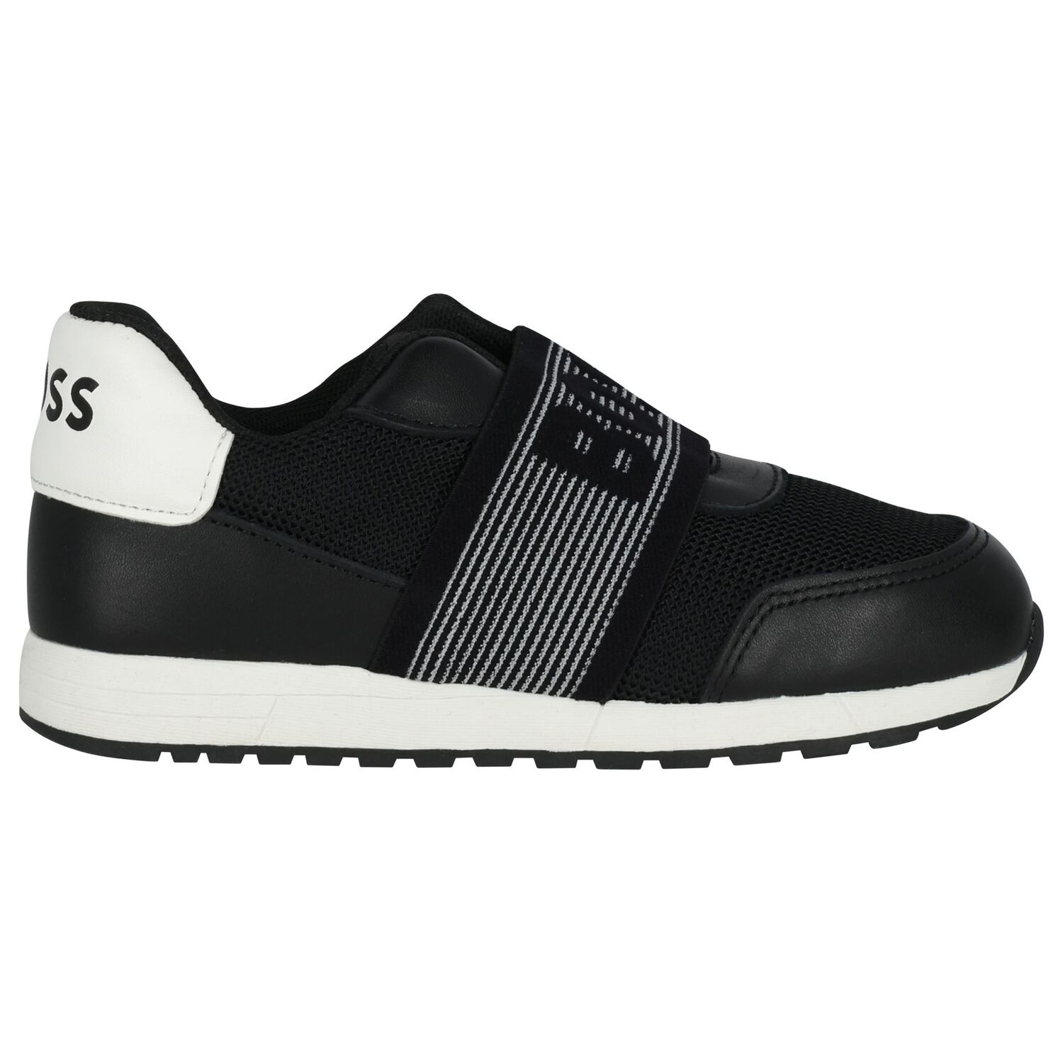 Boys Black Logo Trainers, 1, hi-res
