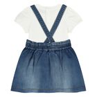 Younger Girls White & Blue Teddy Bear Skirt Set, 1, hi-res