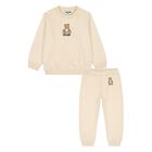Younger Beige Teddy Bear Logo Tracksuit, 2, hi-res