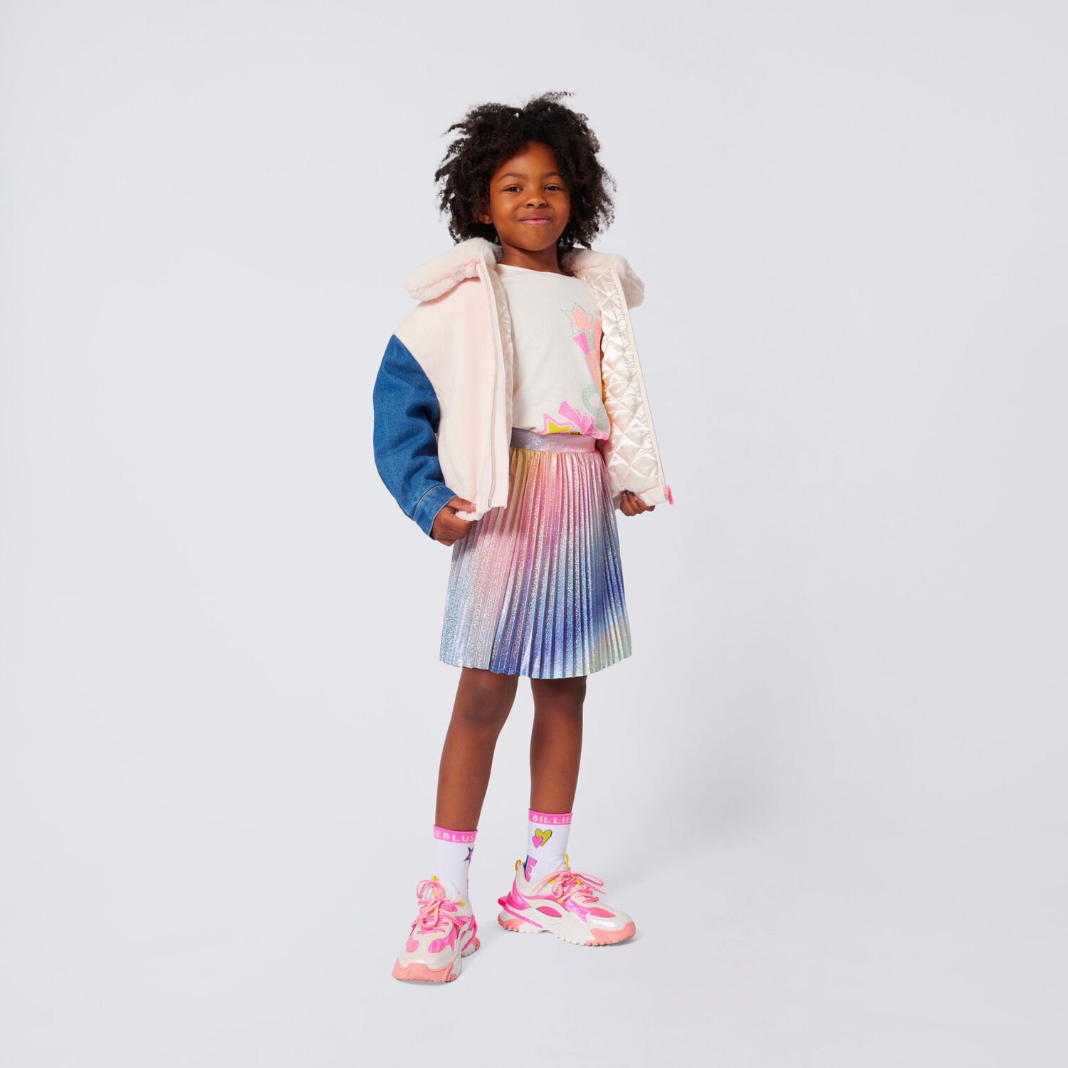 توب بنات بأكمام طويلة باللون الوردي , 1, hi-res