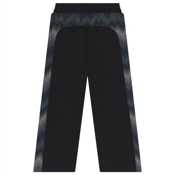 Boys Mini Me Black Zig Zag Logo Joggers