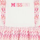 فستان اطفال بشعار متعرج باللونين الابيض و الوردي للبنات , 1, hi-res