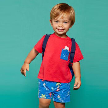 Younger Boys Red & Blue Swim Shorts Set