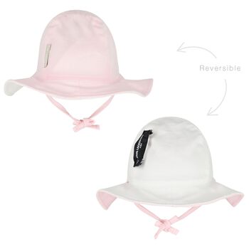 Baby Girls Pink & White Logo Reversible Logo Hat