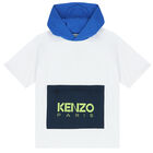 Boys White & Blue Logo Hooded T-Shirt, 1, hi-res