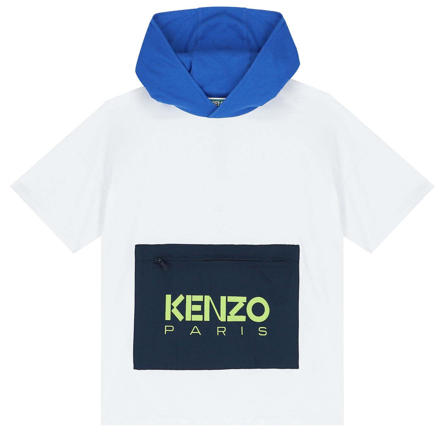 Boys White & Blue Logo Hooded T-Shirt, 1, hi-res