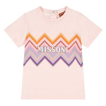 Younger Girls Pink Zig Zag Logo T-Shirt