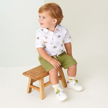 Younger Boys Khaki Green Linen Shorts