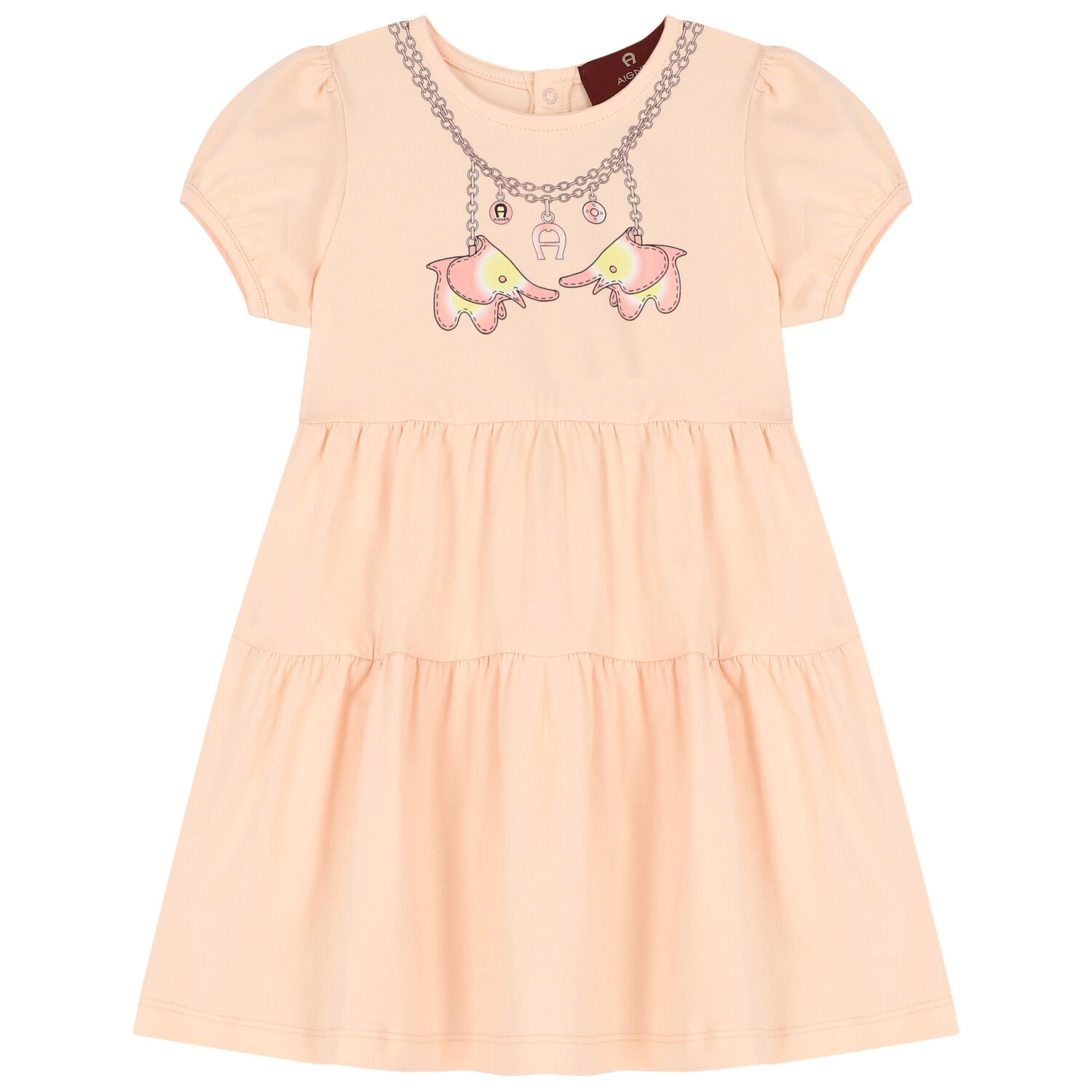 Younger Girls Pink Elephant Logo Dress, 1, hi-res