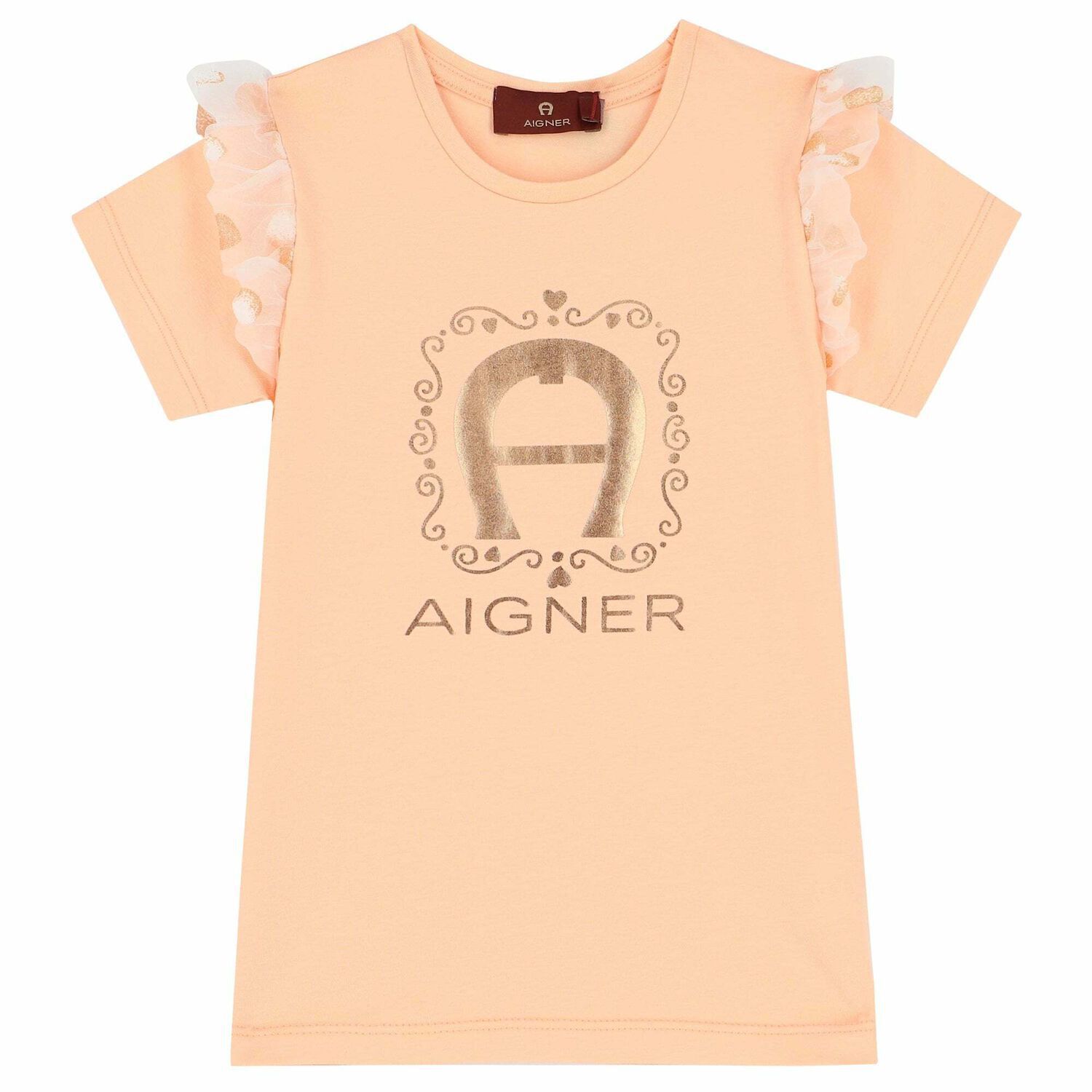 تيشيرت بالشعار باللون الزهرى والذهبى للبنات, 1, hi-res image number null