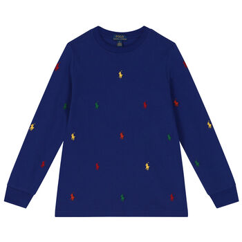 Boys Blue Logo Long Sleeve Top