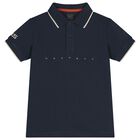 Boys Navy Blue & Beige Polo Shirt, 2, hi-res