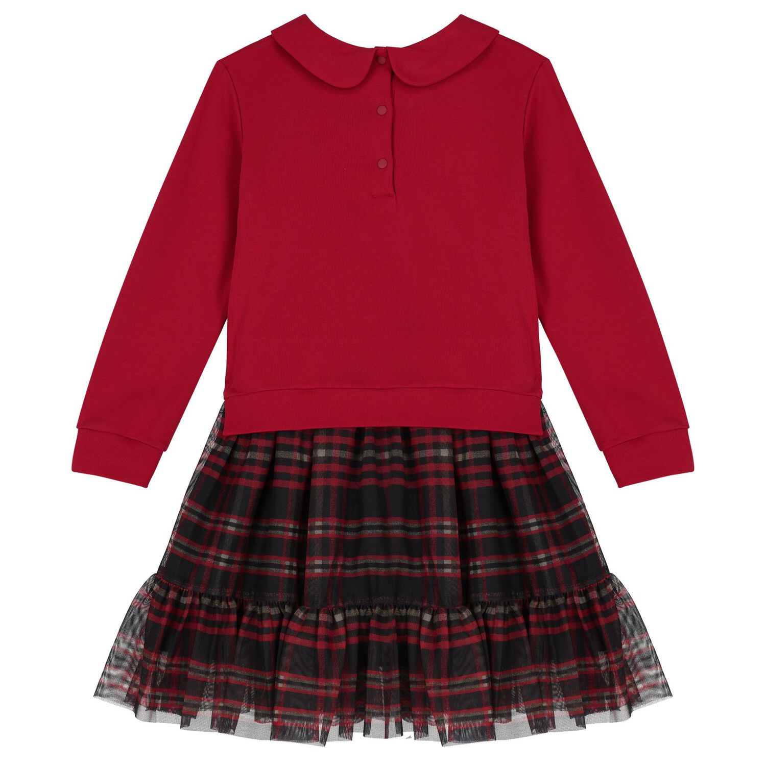 Girls Red & Navy Blue Tartan Dress, 1, hi-res