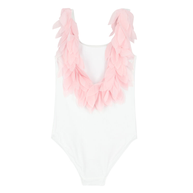 Girls White & Pink Petal Swimsuit, 1, hi-res image number null