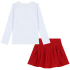 طقم تنورة بطبعة الدب تيدي باللون الأبيض والأحمر, 1, hi-res