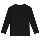 Boys Black Logo Long Sleeve Top, 2, hi-res