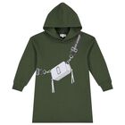 Girls Green Bag Hooded Dress, 1, hi-res