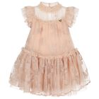 Girls Pink Embroidered Tulle Dress, 2, hi-res
