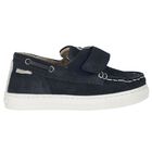 Younger Boys Navy Blue Suede Shoes, 1, hi-res