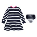 Baby Girls White & Navy Blue Dress Set, 1, hi-res