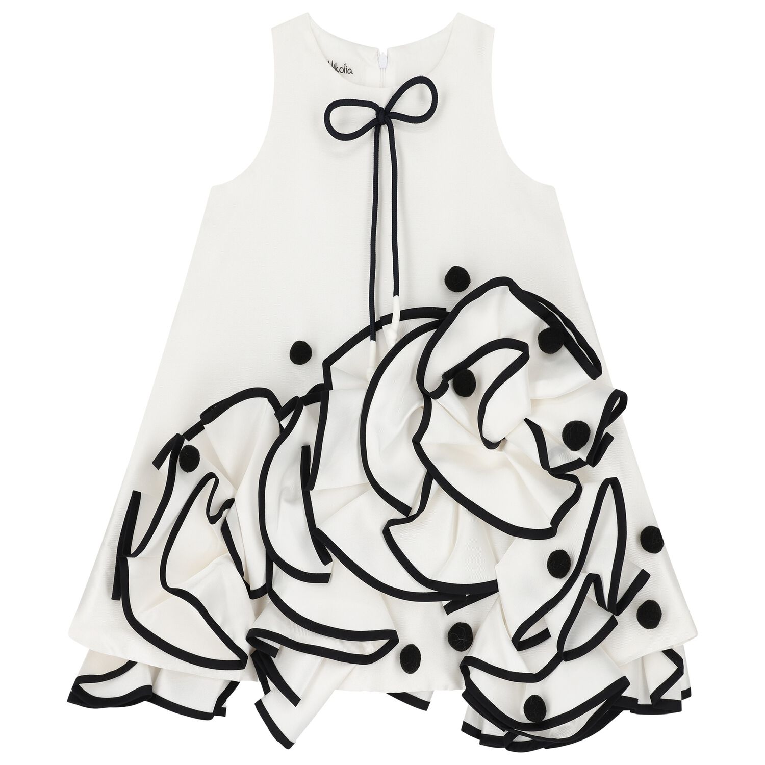 Girls White & Black Satin Dress, 1, hi-res image number null