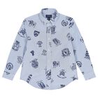 Boys Blue Logo Shirt, 1, hi-res