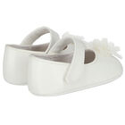 Baby Girls White Flower Pre Walker Shoes, 3, hi-res