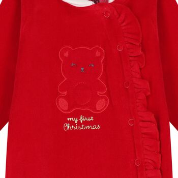 Baby Girls Red Teddy Bear Babygrow