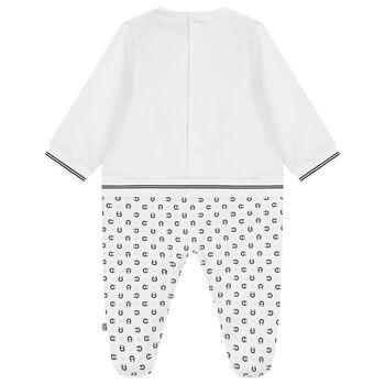 Baby Boys White Logo Babygrow