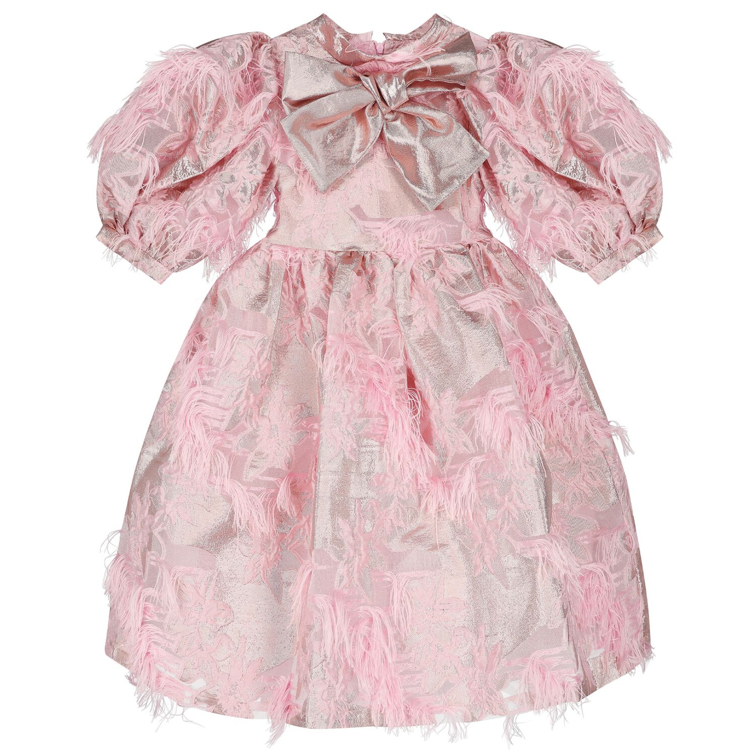 Girls Pink Floral Jacquard Dress, 1, hi-res image number null