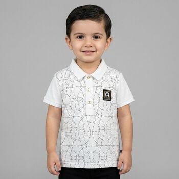 Younger Boys White Logo Polo Shirt