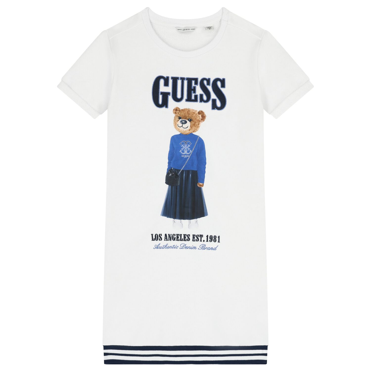 فستان بنات بالشعار بطبعه تيدى بير باللون الابيض , 1, hi-res