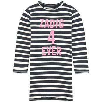 Girls Black & White Logo Dress