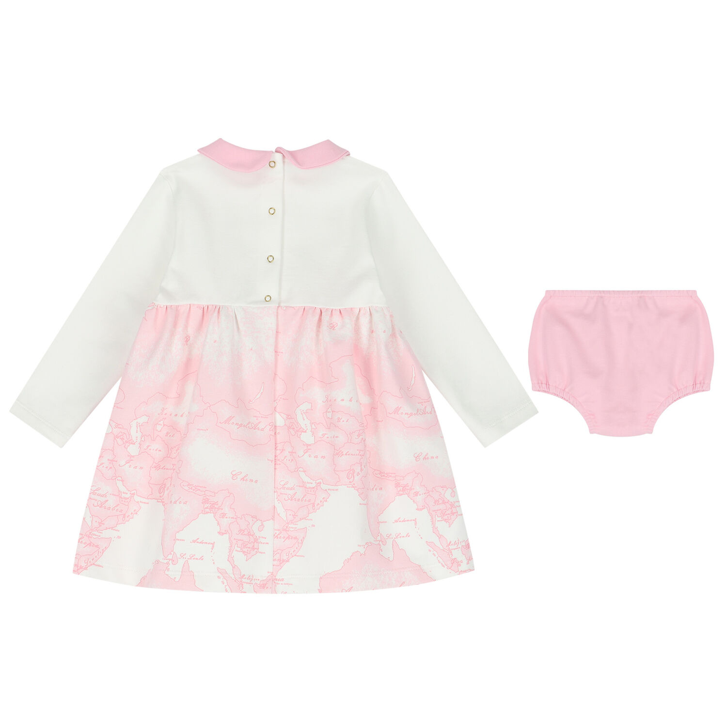 Baby Girls Ivory & Pink Geo Map Dress Set, 1, hi-res image number null