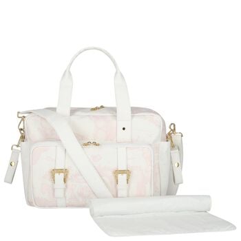 Baby Girls White & Pink Geo Map Changing Bag